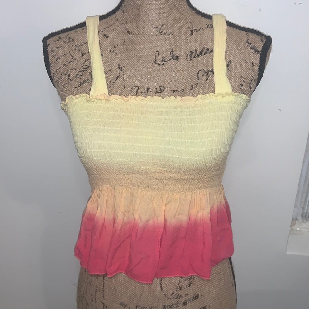 Ombré Yellow-Pink Crop Tank Size S
